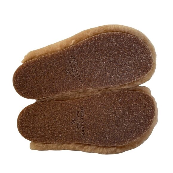 NWOB Jenni Kayne Shearling Fur Trim Slip On Mules Clog Natural Size 36 US 6 - Picture 6 of 7